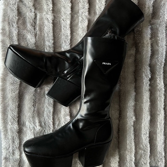 PRADA Platform Stretch Leather Boots - Picture 6 of 8